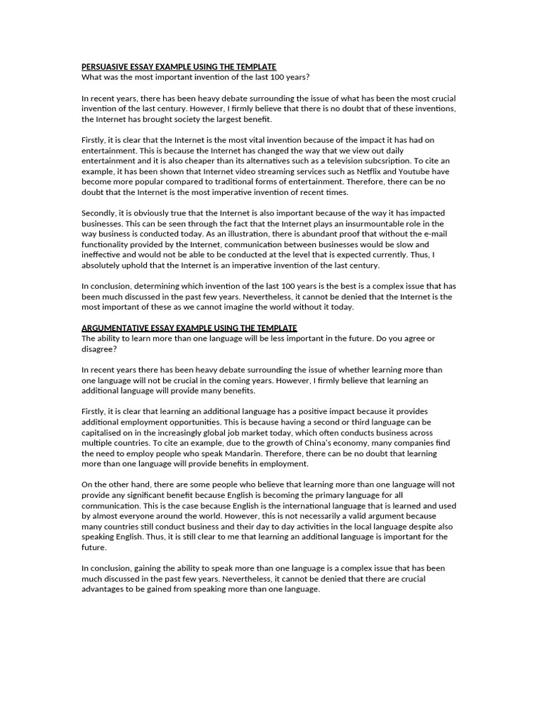 Essay examples using template pdf