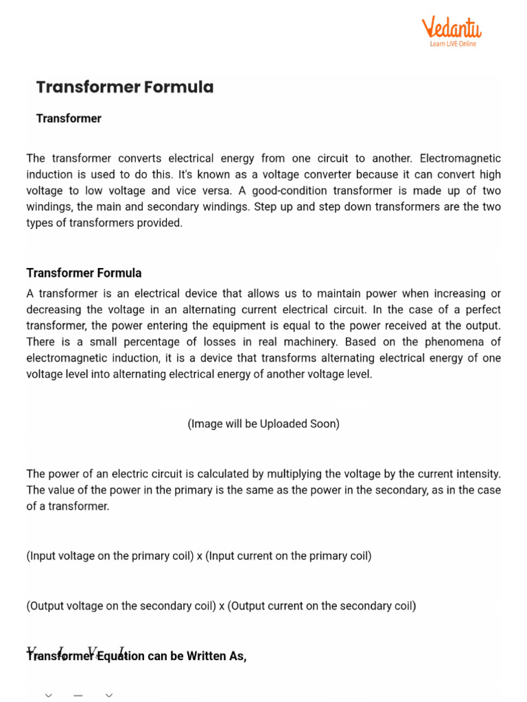 Step Down Transformer Formula Pdf