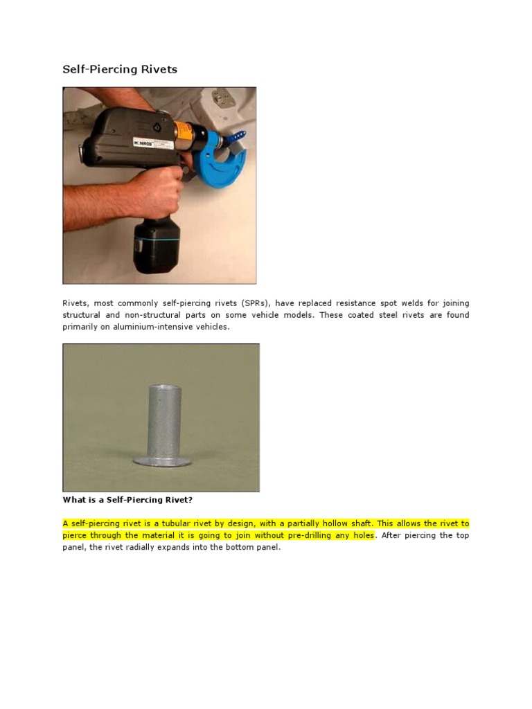 Self Piercing Rivets Rivet Metals