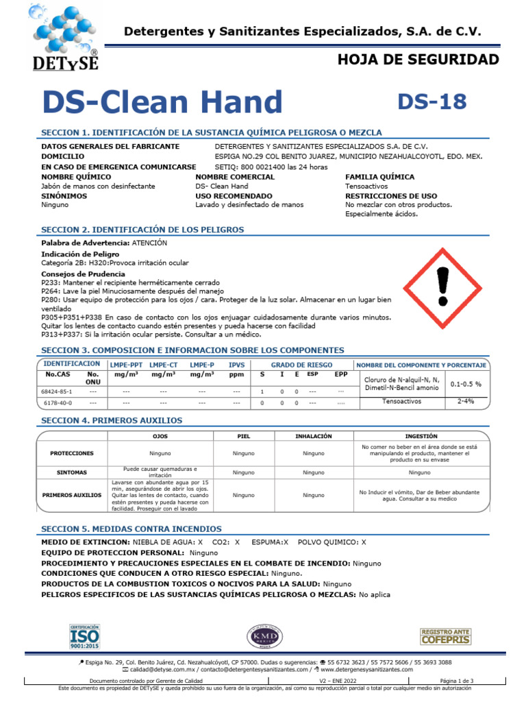 18 HS DS-Clean Hand 2022a | PDF