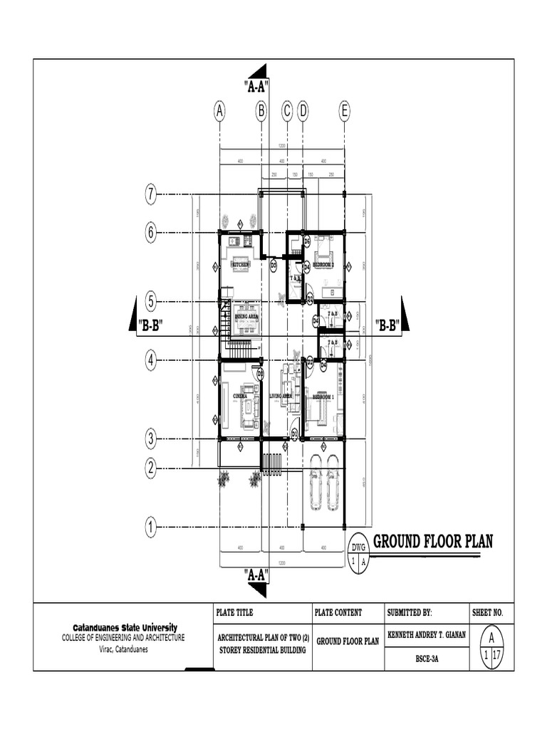 A B C D E: Ground Floor Plan | PDF