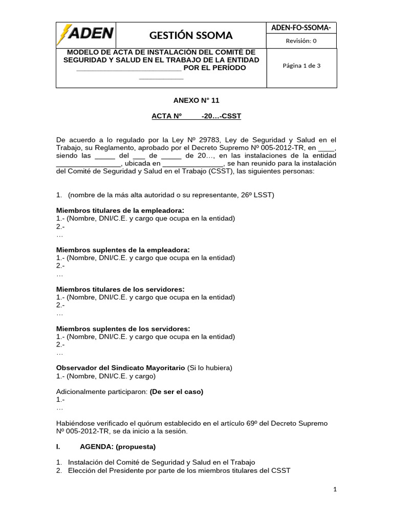 Anexo #11 - Modelo de Acta de Instalación Del CSST | PDF