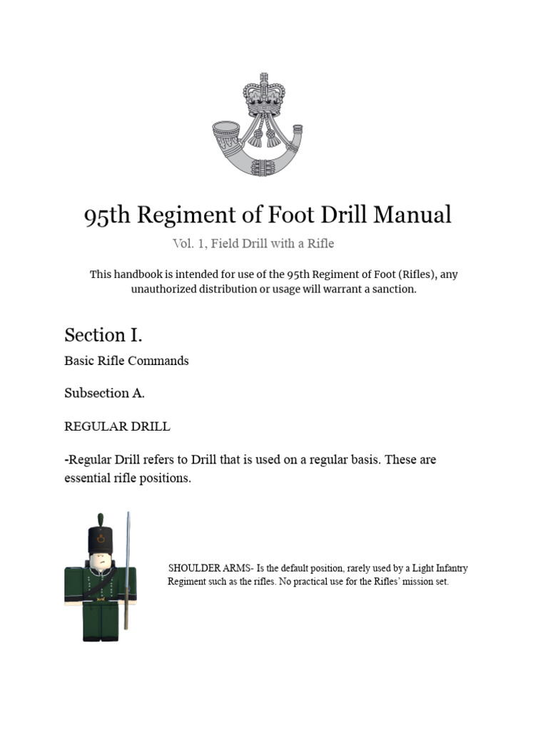 95th Regiment Foot Drill Manual | PDF | Rifle | Infantry
