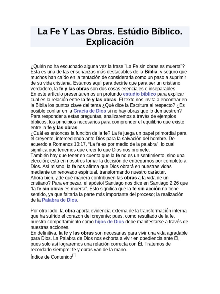 La Fe Y Las Obras | PDF