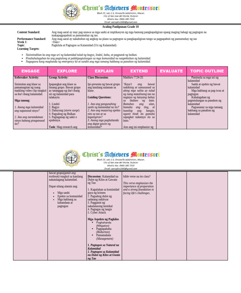 Learning Plan Template Pdf