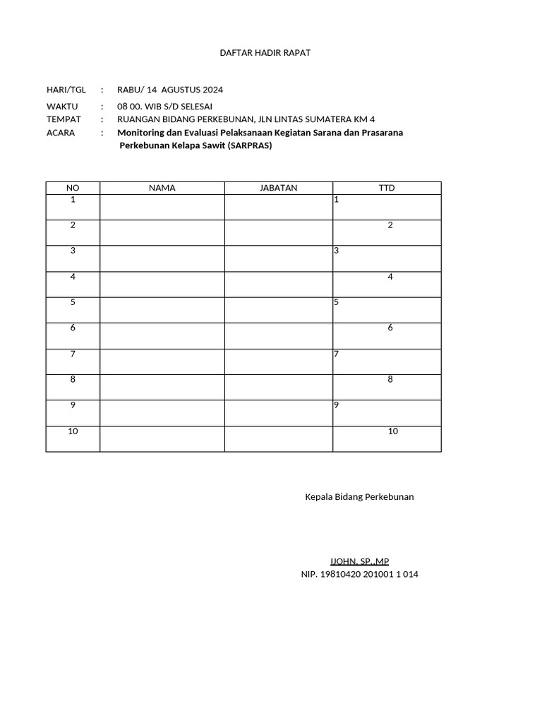 Absen Rapat | PDF