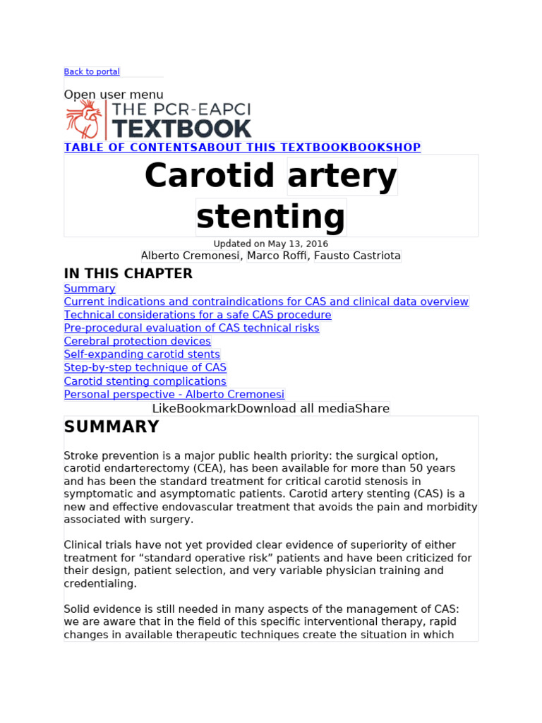 Carotid Artery Stenting | PDF