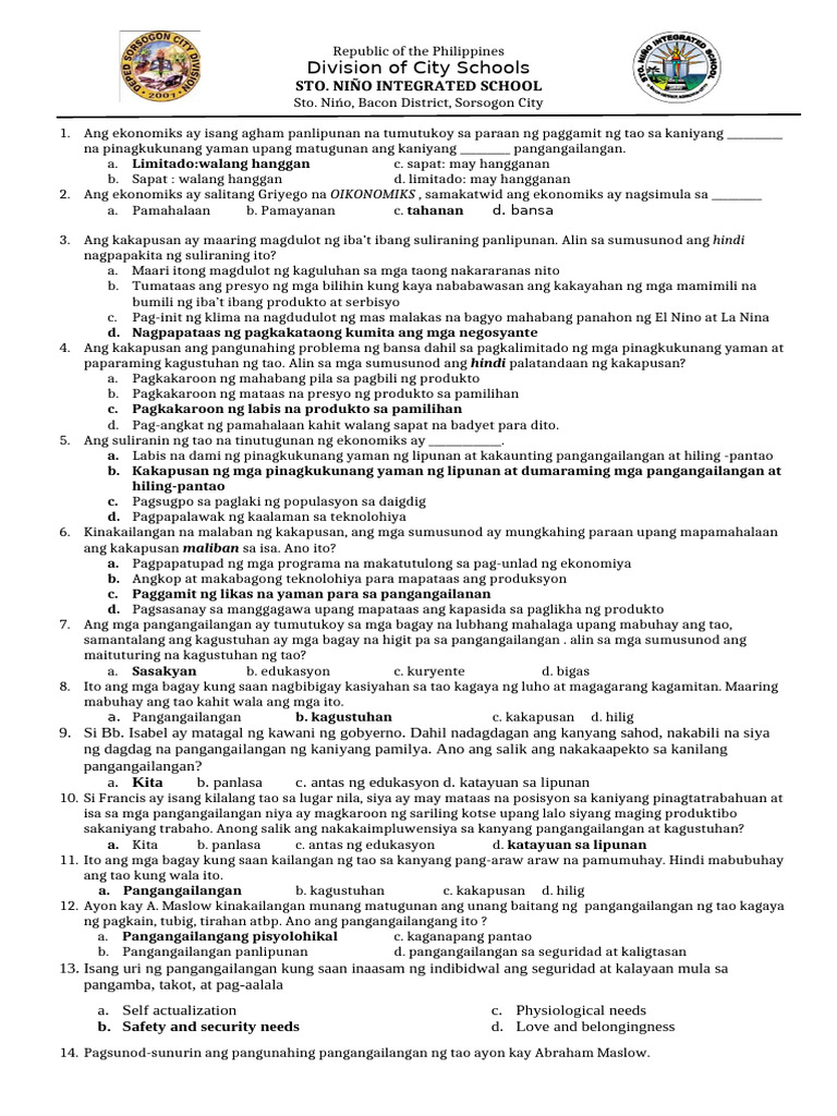 Math 7 Periodical Test Answer Key | PDF | Motivation | Motivational