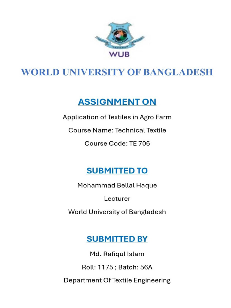 Technical Textile Assignment | PDF