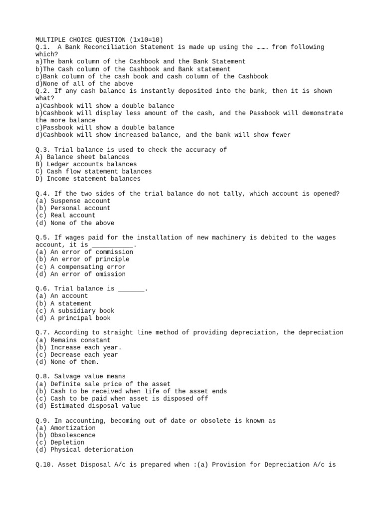 Accounting Multiple Choice Questions and Problems | PDF | Debits And ...