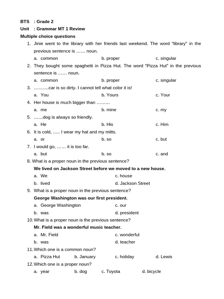 BTS 2 Grammar TT 1 MT 1 S 1 | PDF