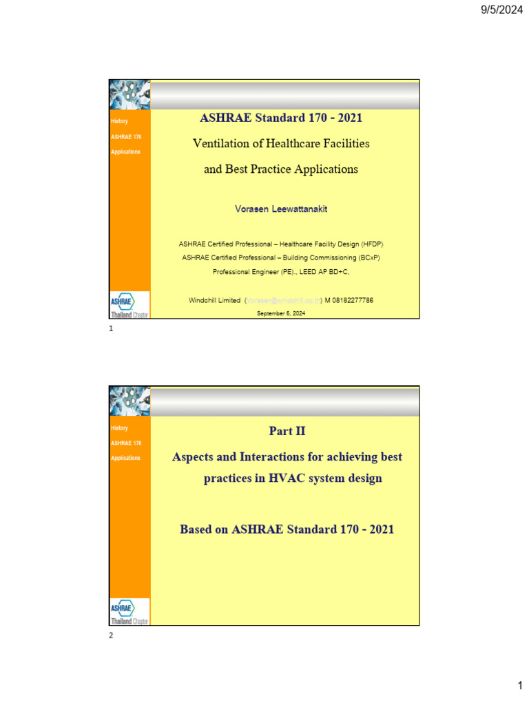 ASHRAE 170-2021: Healthcare Ventilation Standards | PDF | Ventilation ...