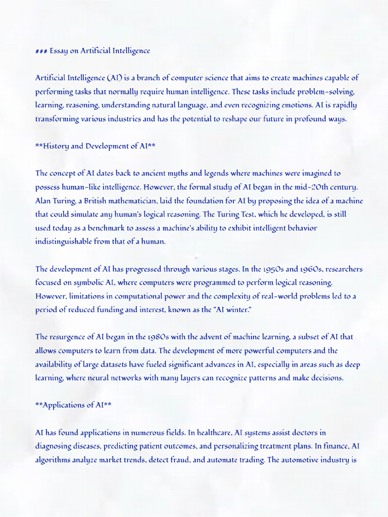 Essay On Ai