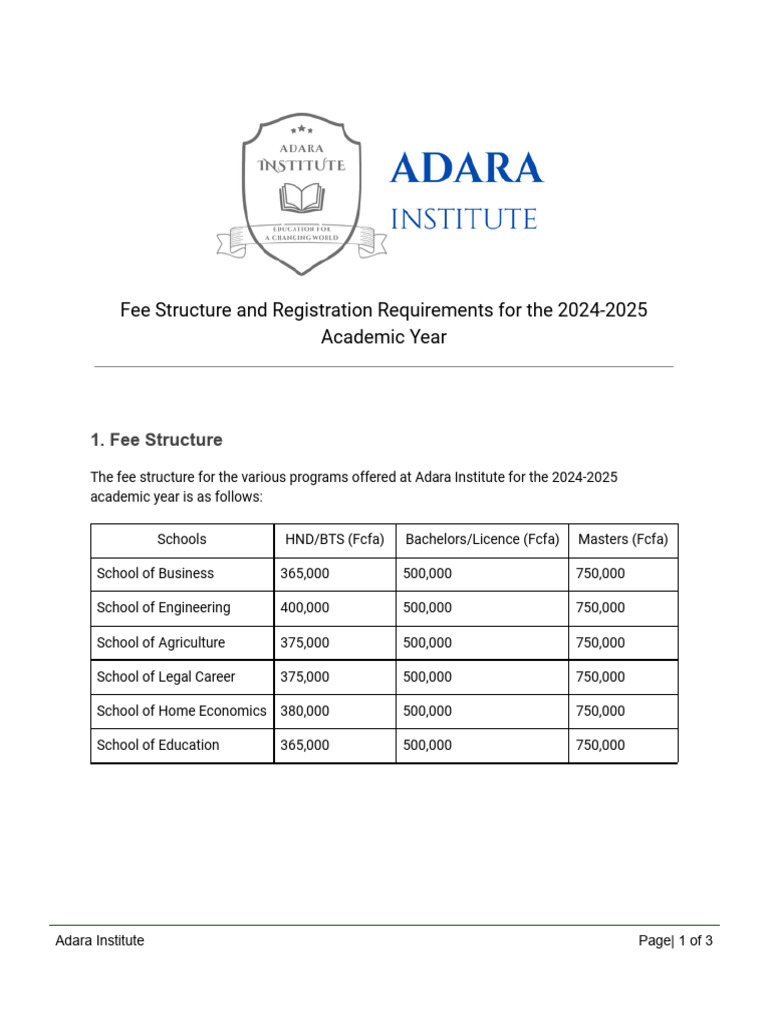 Students Fee Sturcture | PDF