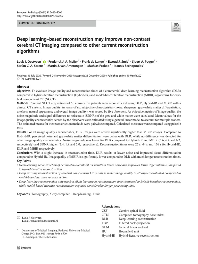 Deep Learning-Based Reconstruction May Improve Non-Contrast | PDF