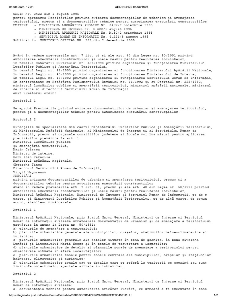 Ordin 3422 01 - 08 - 1995 | PDF