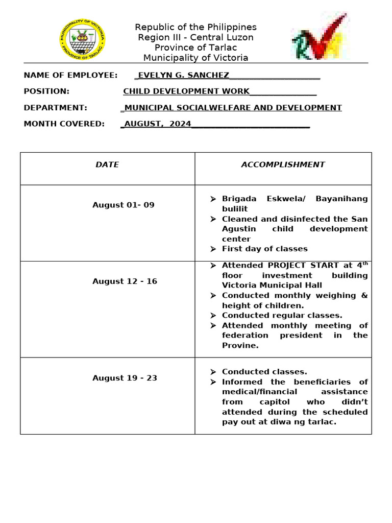 CDC Accomplishment Form | PDF