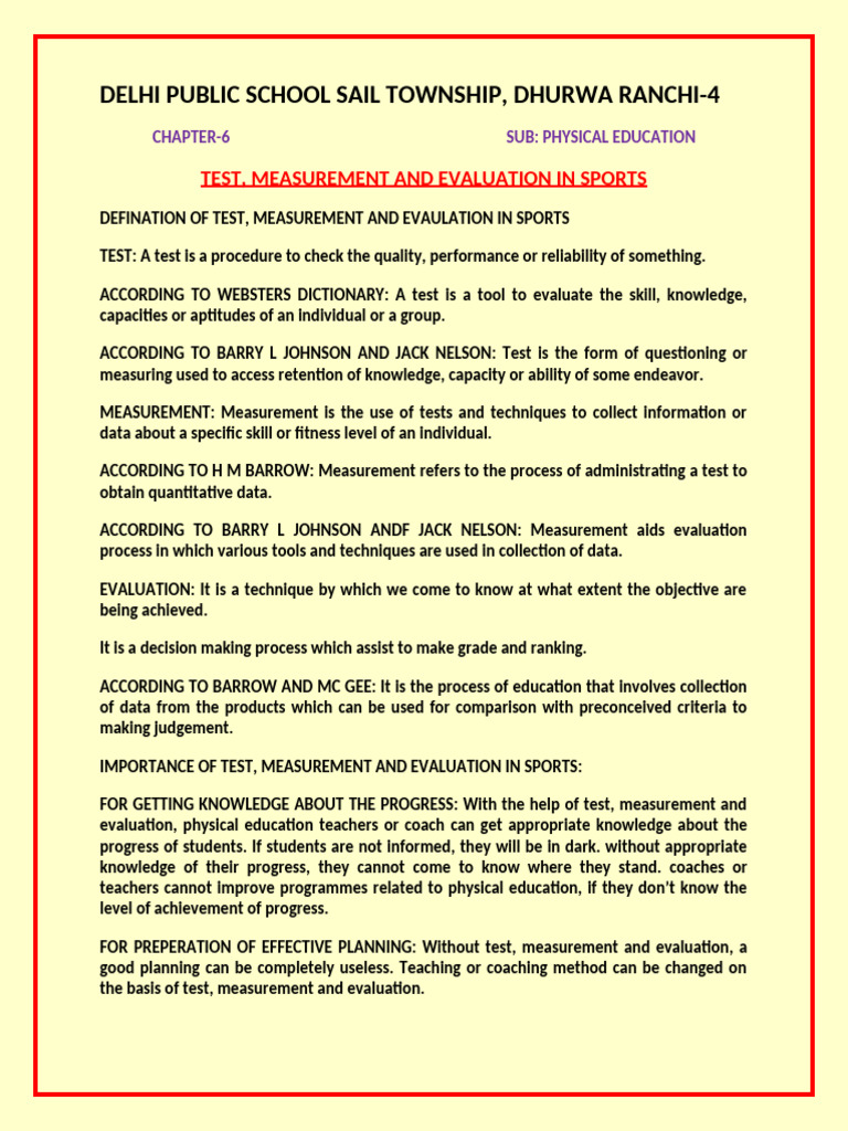 TEST MEASUREMENT AND EVALUATION IN PHYSICAL EDUCATION PDF NOTES visual data 7