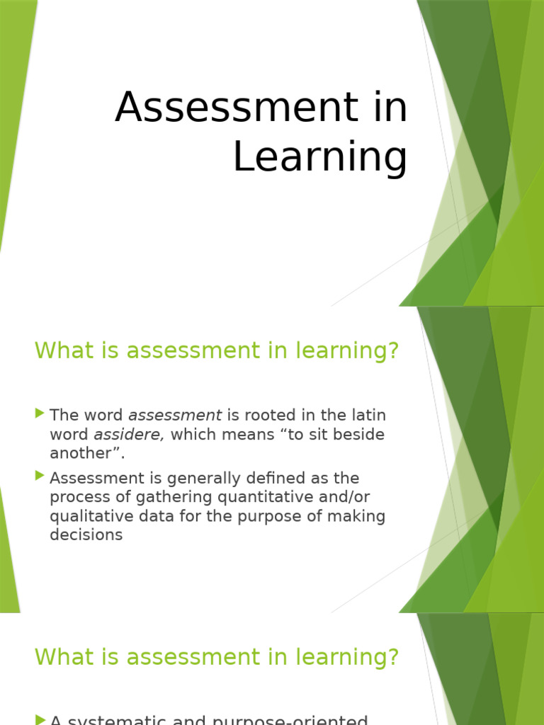 Types and Principles of Assessment in Learning | PDF | Educational ...