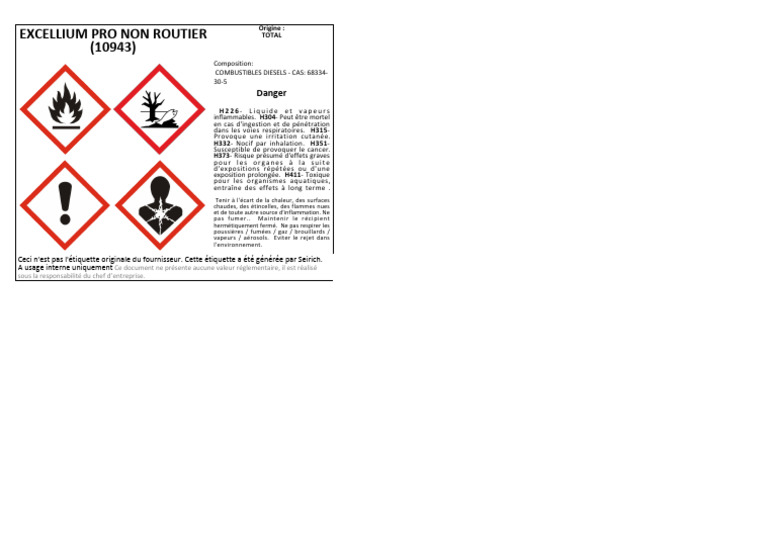 Excellium Pro Non Routier (10943) : Danger | PDF
