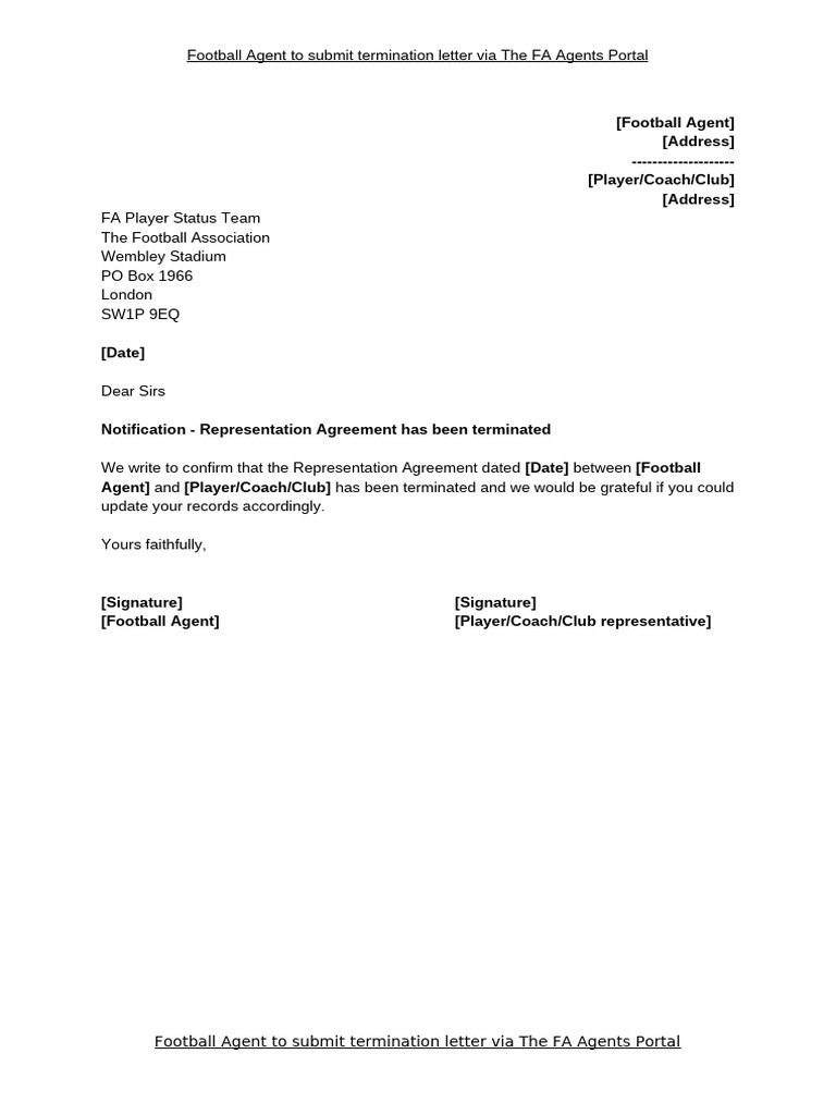 Fa Standard Notification of Termination Letter | PDF