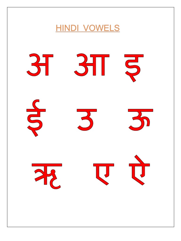 Hindi Vowels With Examples