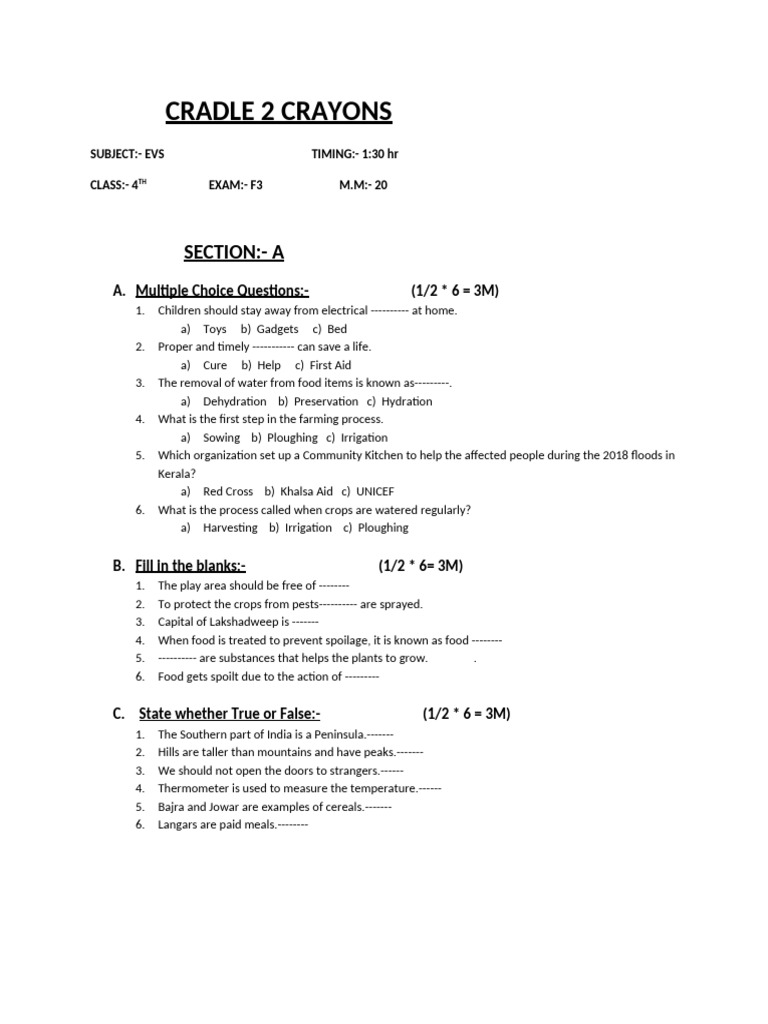 Class 4th evs pdf