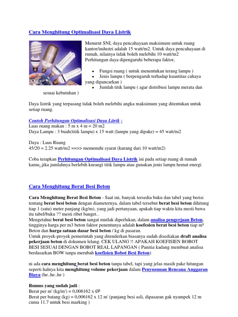 Cara Menghitung Optimalisasi Daya Listrik Cara Menghitung Optimalisasi Daya Listrik