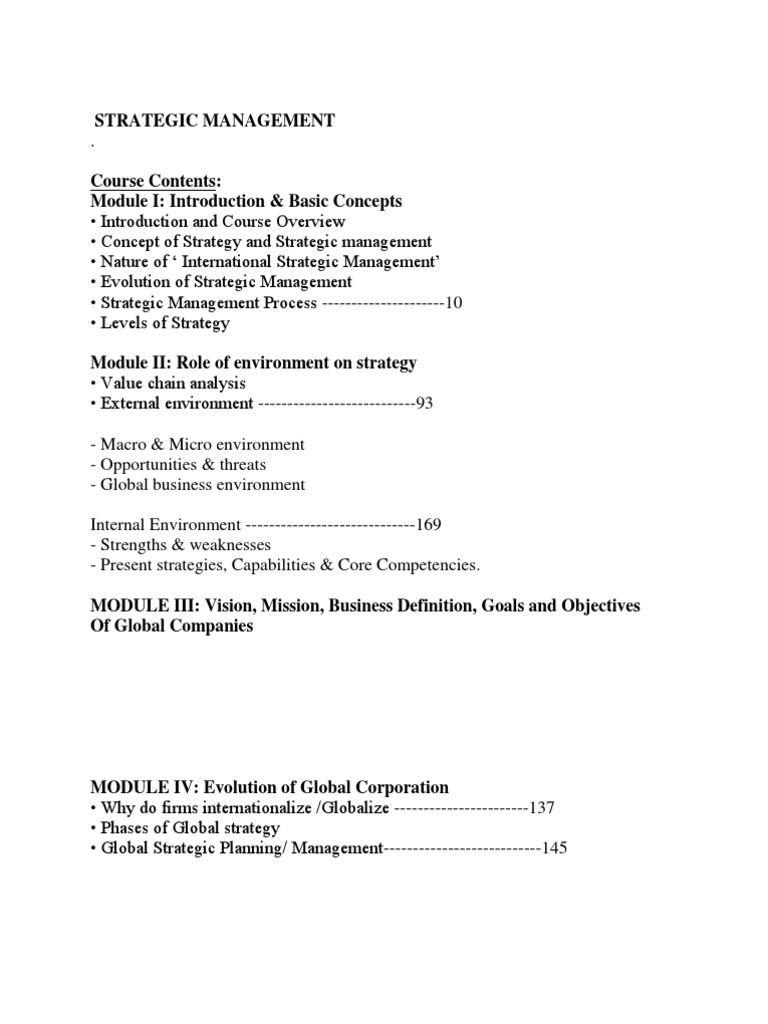Strategic Management Course Overview | PDF | Art