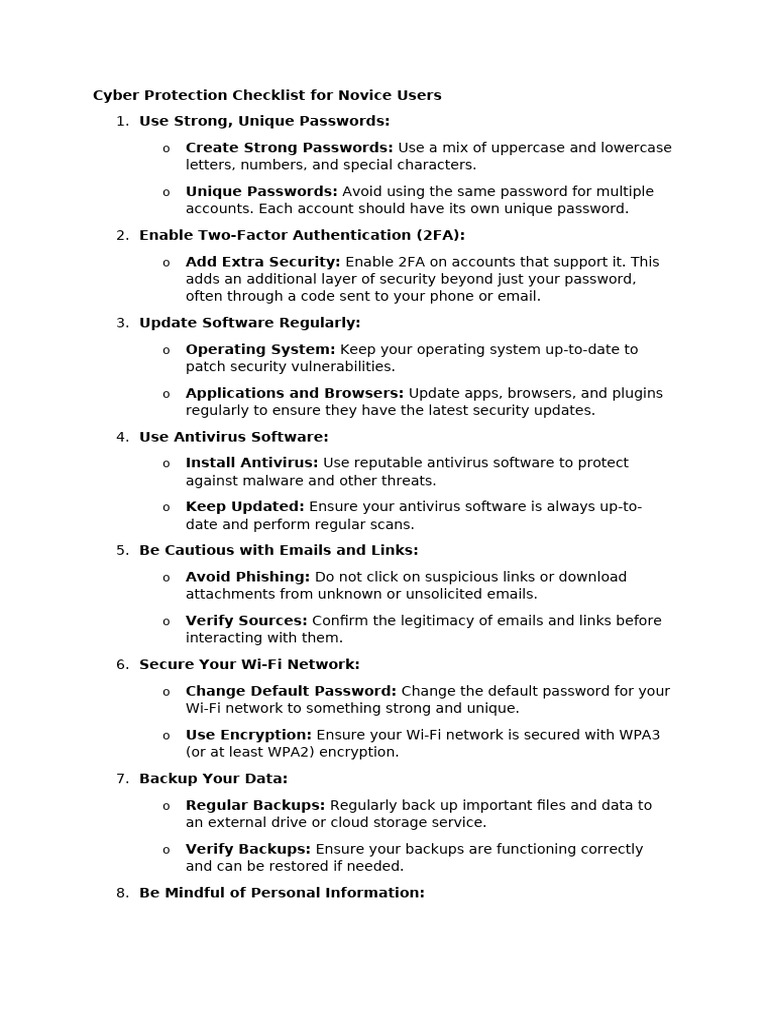 Cyber Check List For Unaware Users | PDF | Computers | Technology ...