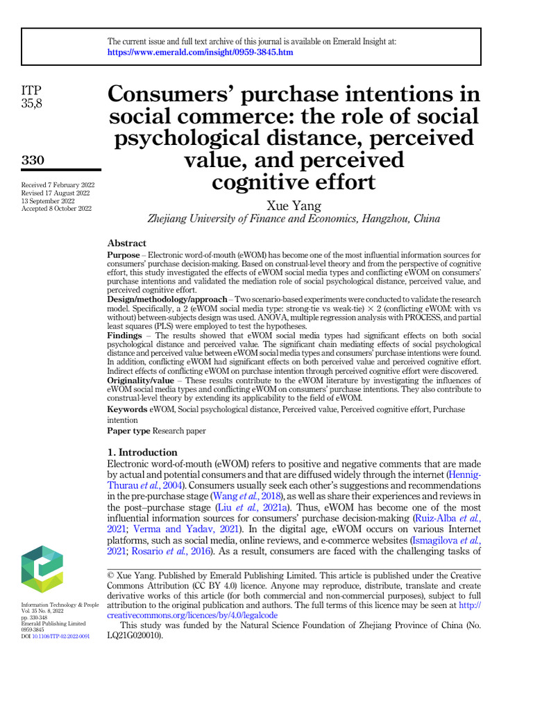 Consumers' Purchase Intentions in Purchase Intention | PDF
