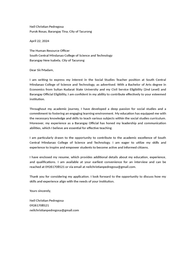 Application Letter Sample | PDF