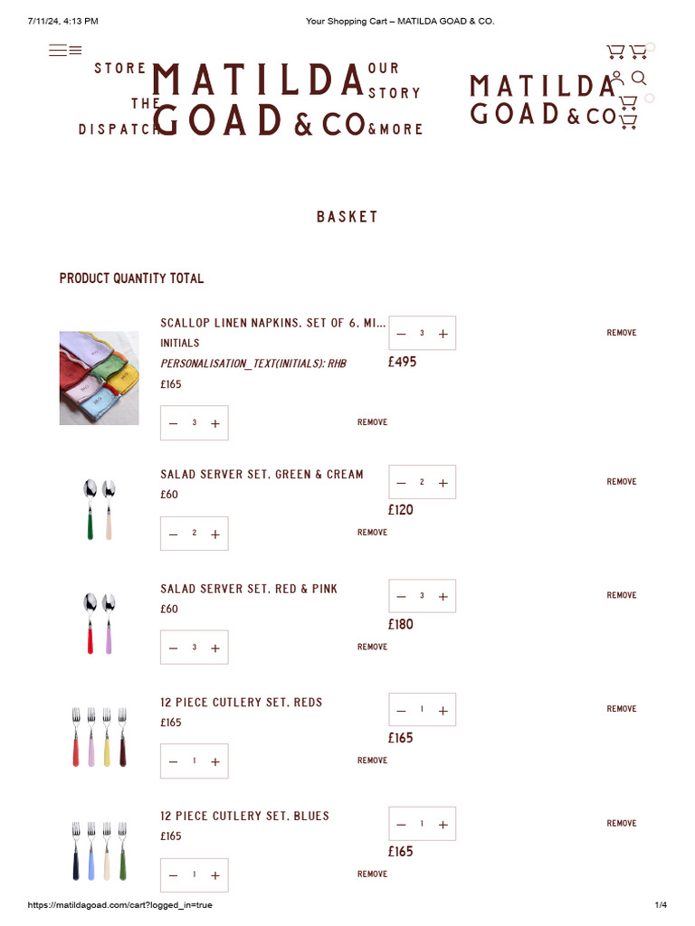 Your Shopping Cart - MATILDA GOAD & CO | PDF