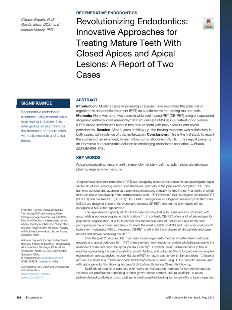 Revolutionizing Endodontics Innovative Approaches | PDF