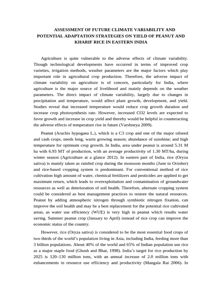 Assessment of Future Climate Variability and Poten | PDF