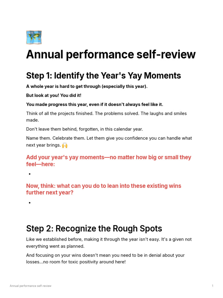 Annual Performance Self-Review | PDF