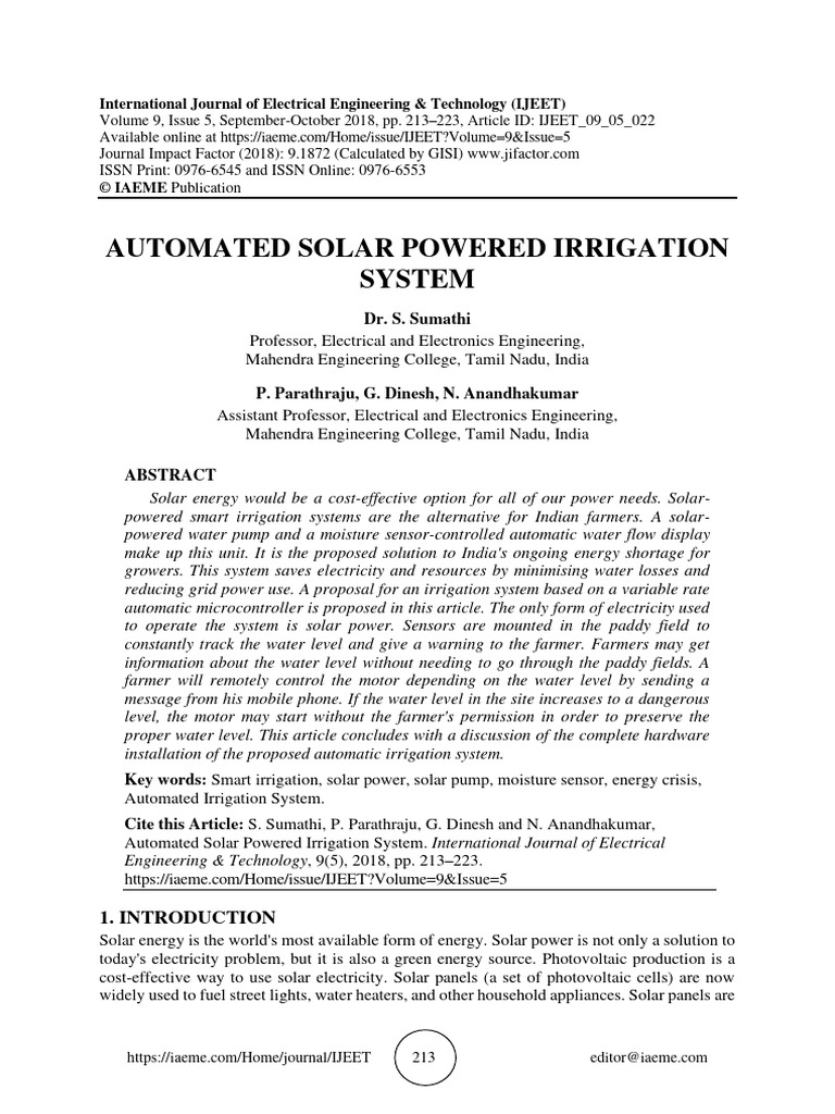Automated Solar Powered Irrigation Systemmmkk | PDF