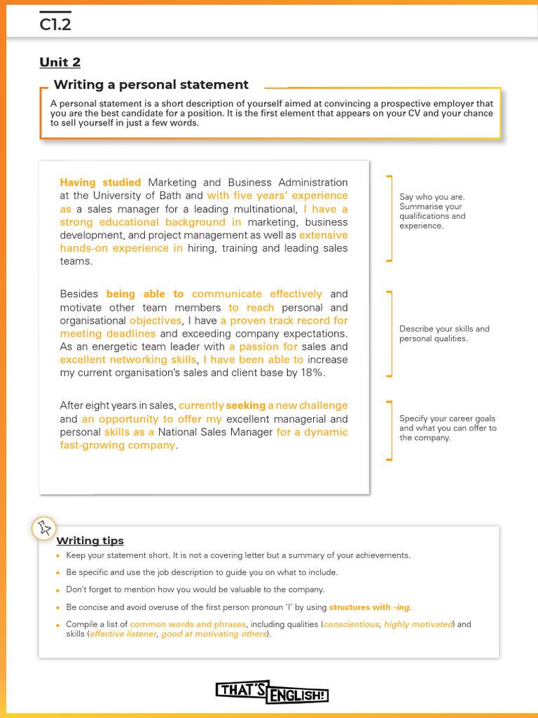 Crafting an Effective Personal Statement | PDF
