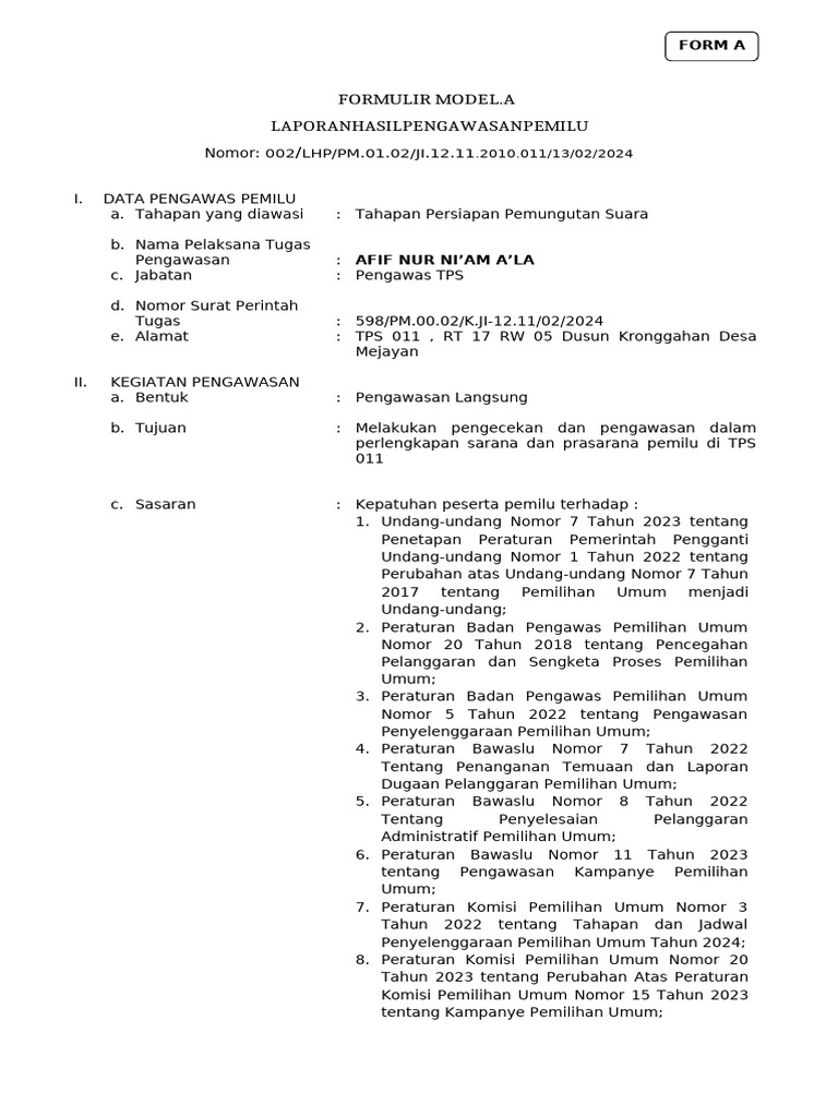 Form A 002 | PDF