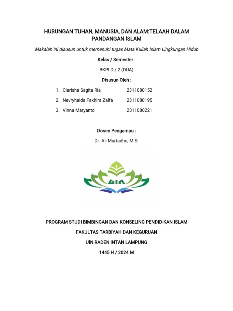 Hubungan Tuhan, Manusia, Alam dalam Islam | PDF | Agama & Spiritualitas