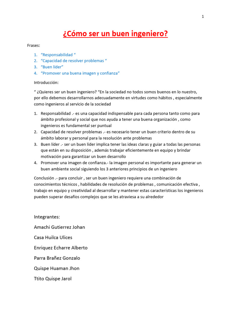 Claves para ser un buen ingeniero | PDF | Crecimiento personal y ...