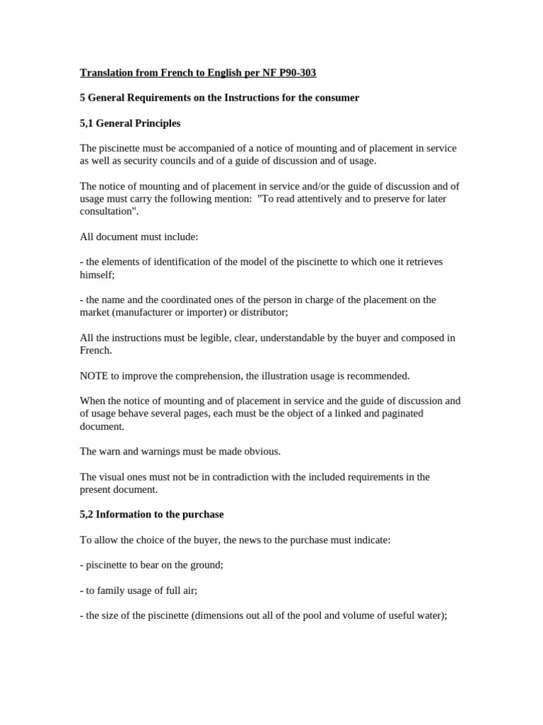 NF P90-303 Labelling English Translation | PDF