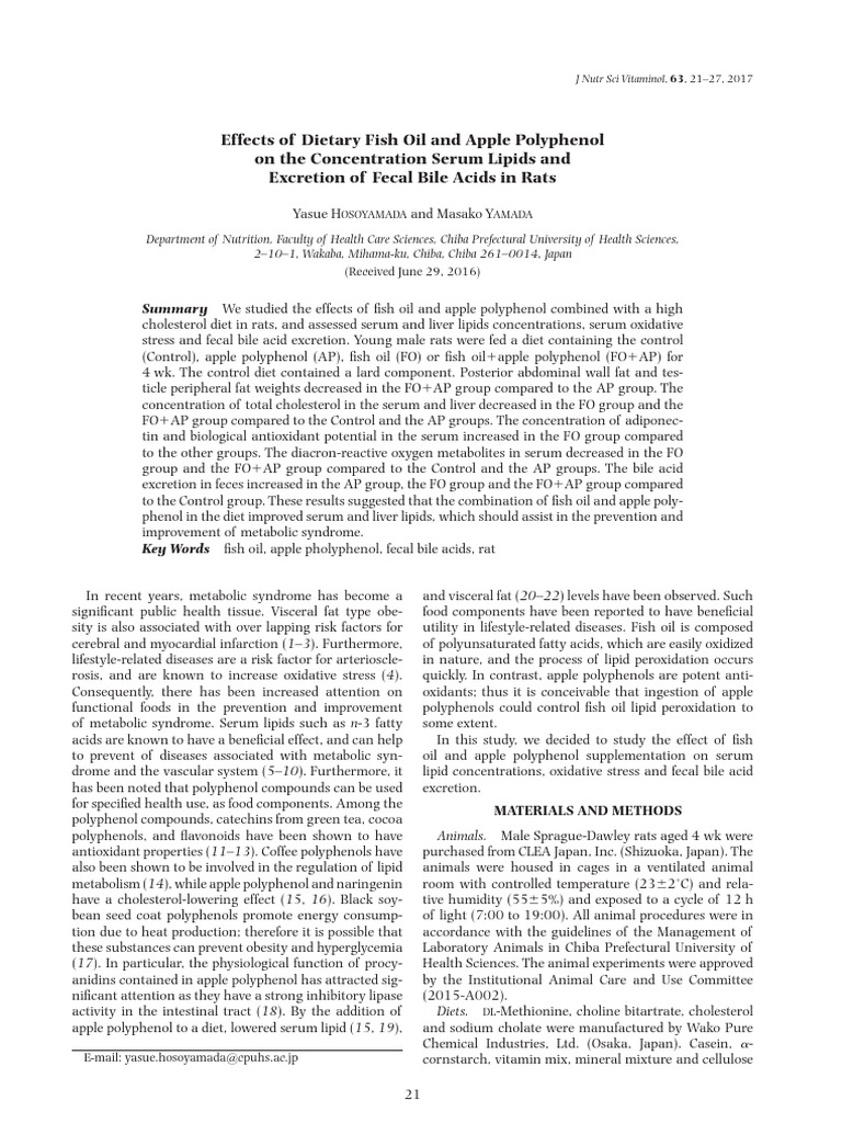 Effect of Dietary Fish Oil and Apple Polyphenol | PDF