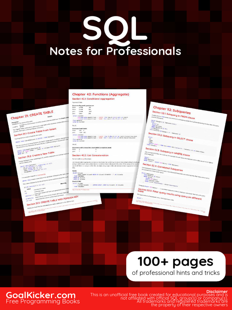 SQL Notes For Professionals | PDF