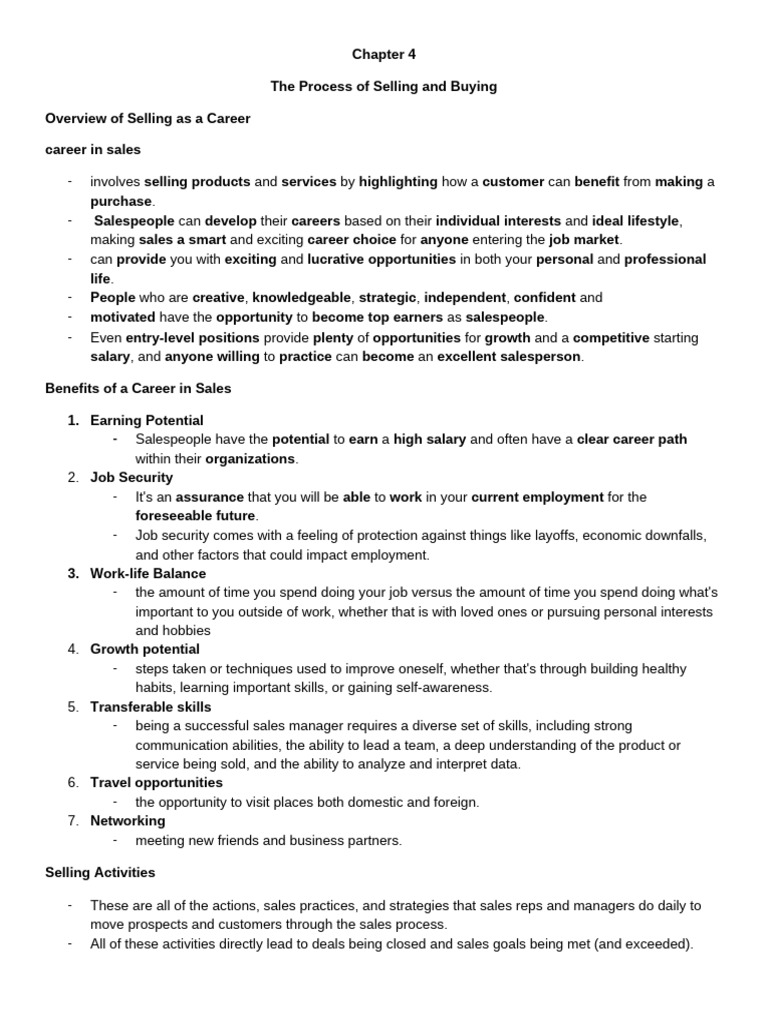 Chapter 4 - The Process of Selling and Buying | PDF