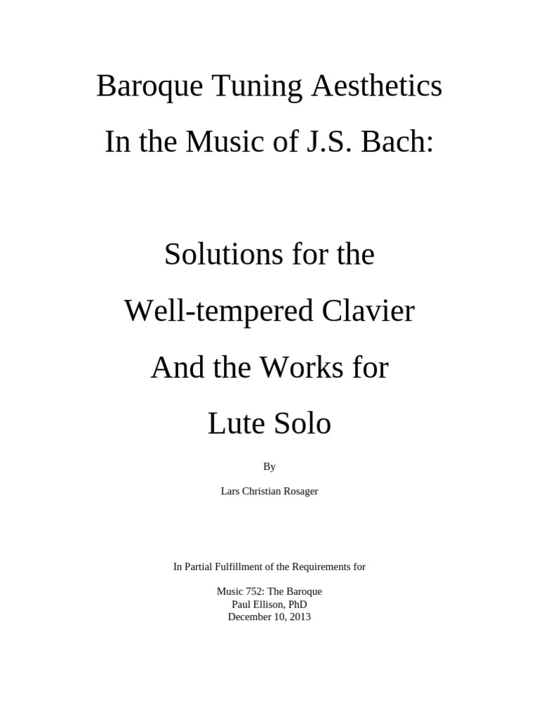 Baroque Tuning Aesthetics in The Music o | PDF