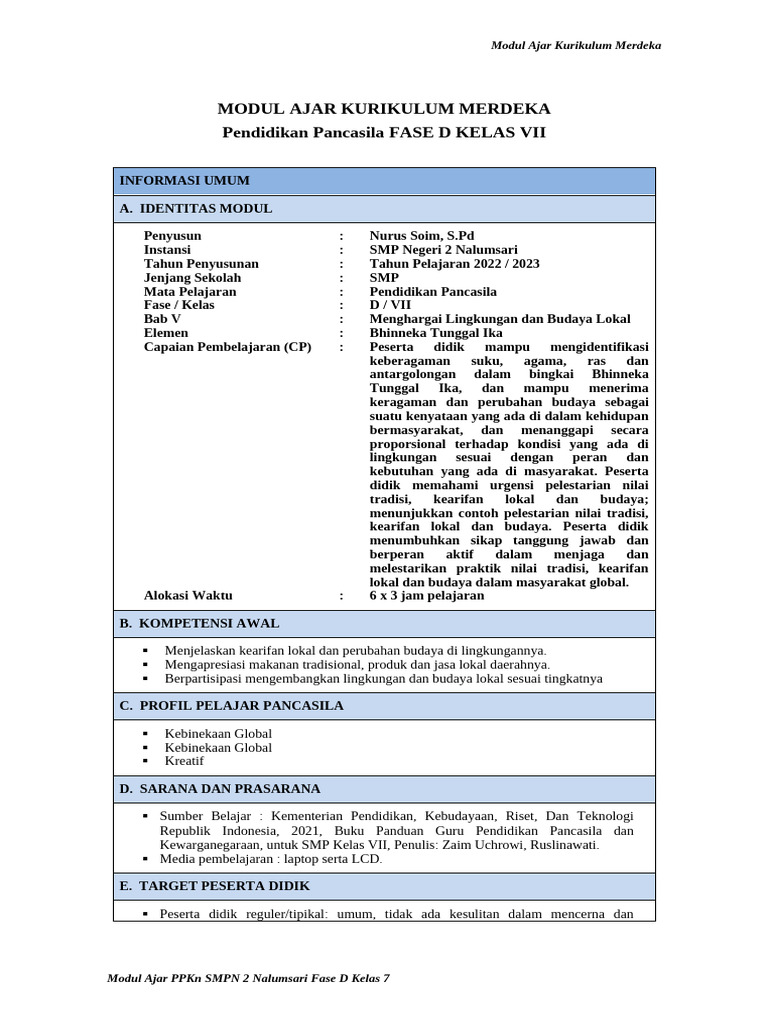 Modul Ajar BAB V | PDF