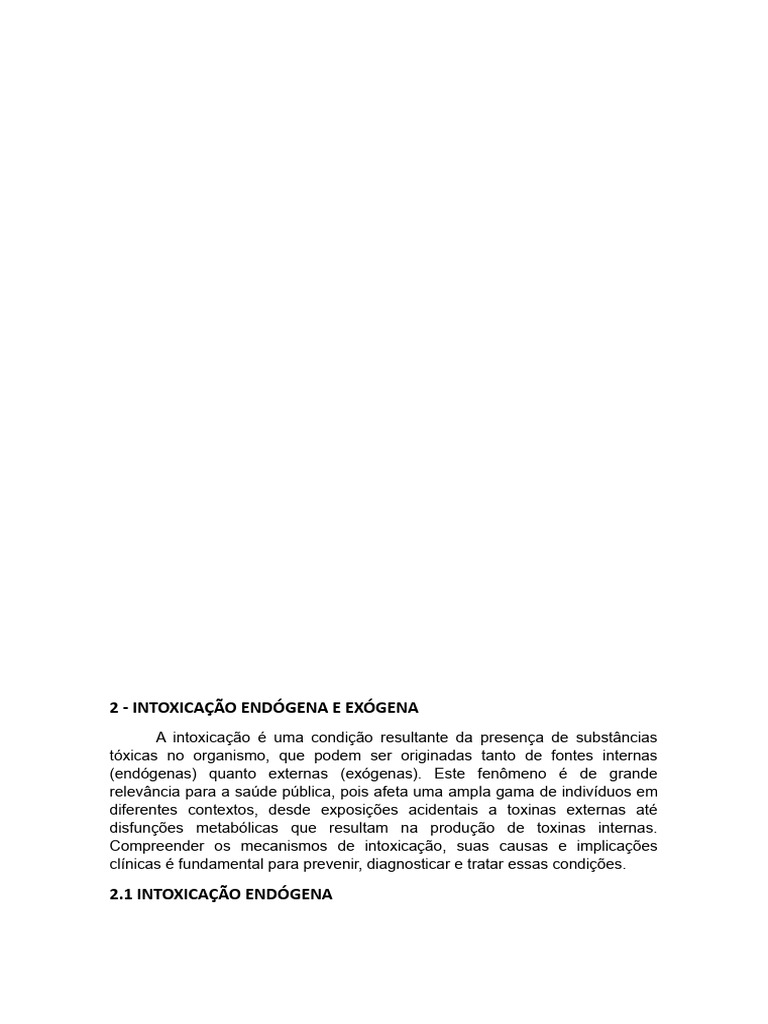 Intoxicação Endógena e Exógena | PDF