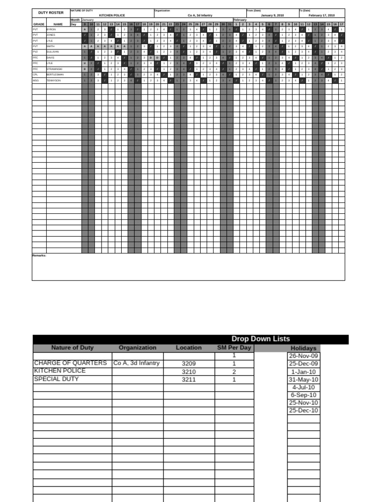 Duty Roster Ver 8 - 4 | PDF