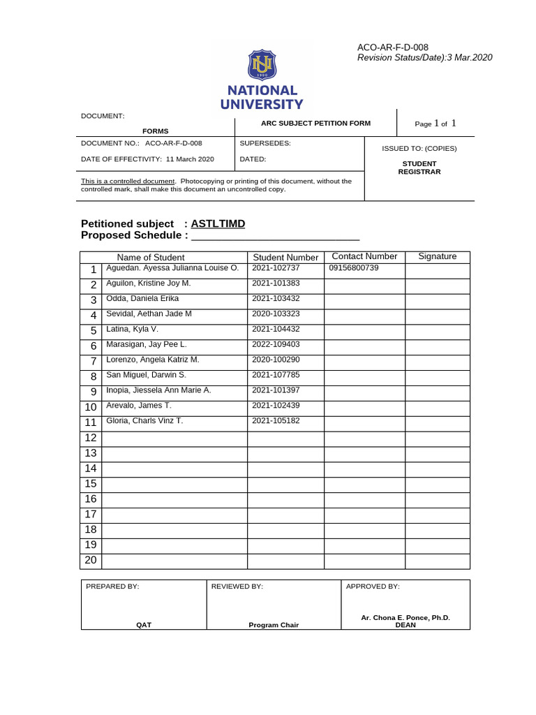 ACO AR F D 008 Subject Petition Form 18 | PDF